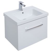 Тумба BIG INN, 65 см, подвесная, 1 ящик + выдвижной внутренний ящик, белый глянец арт-77.0201W — фото 8, Тумбы под раковину