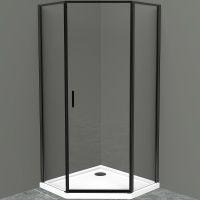 Душевой уголок BelBagno Uno 100х100 профиль Черный матовый стекло прозрачное арт-UNO-195-P-1-100-C-NERO — фото 1, Душевые уголки трапеция