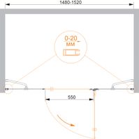 Душевая дверь CEZARES арт-BERGAMO-W-B-13-60+60/30-C-Cr-R — фото 2, Распашные душевые двери