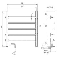 Электрический полотенцесушитель Domoterm Аврора DMT 109-5 50x60 EK L Хром арт-DMT109-550x60EKL — фото 3, Электрические полотенцесушители