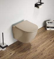 Унитаз CeramaLux подвесной Капучино матовый с сиденьем Микролифт арт-2197MC — фото 3, Подвесные унитазы