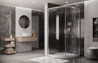 Душевой уголок Ambassador Kingston 100х100 профиль Хром стекло прозрачное арт-14011105 — фото 8, Душевые уголки четверть круга