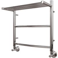 Водяной полотенцесушитель Point Афина П2 500x500 с полкой Хром арт-PN04155P — фото 1, Водяные полотенцесушители