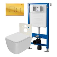 Сет: Система инсталляции Point, Клавиша Афина, золото, PN44041G + Унитаз Меркурий PN41831 арт-PN48012G — фото 1, Комплекты унитаз + инсталляция