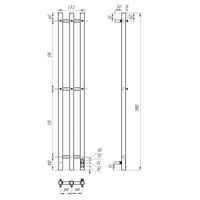 Полотенцесушитель электрический Point Деметра П3 120x1200 диммер справа, черный арт-PN12822B — фото 2, Электрические полотенцесушители