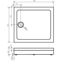 Акриловый поддон для душа Bas Олимпик 90х80 Белый арт-ПН00049 — фото 2, Акриловые душевые поддоны