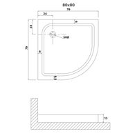 Душевой поддон (80х80х13) четверть круга,1 место арт-NG-P8080-14 — фото 2, Душевые поддоны АБС-пластик
