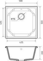 GRANFEST Мойка UNIQUE 500 1-чаша 500*500мм графит арт.GF- арт-U-500 графит — фото 3, Кухонные мойки