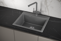 Granula-ES- (ЧЁРНО-СЕРЫЙ), кухонная мойка, кварц, ESTETICA арт-5804, ГРАФИТ — фото 1, Кухонные мойки