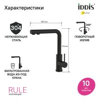 Смеситель для кухни Iddis Rule Черный матовый арт-RULBLLFi05 — фото 2, Смесители для кухни