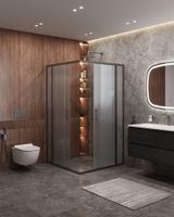 Душевой уголок CEZARES арт-MOLVENO-A-22-90+20-P-GM — фото 2, Квадратные душевые уголки