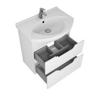 Тумба LAGUNA PLUS, 85 см, подвесная/напольная, 2 ящика, с опорами, белый глянец арт-99.0107 — фото 12, Тумбы под раковину