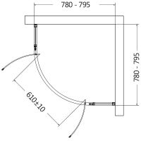 Душевой уголок AQUAme 80x80 профиль Хром стекло прозрачное арт-AQM7101-8 — фото 2, Душевые уголки четверть круга