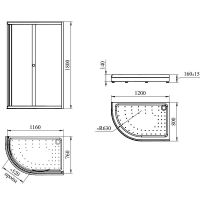 Душевой уголок Radomir Соул 3 120x80 L профиль Черный стекло прозрачное арт-1-03-6-1-0-0080 — фото 2, Асимметричные душевые уголки