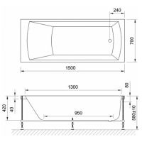 Акриловая ванна BellSan Вета 150x70 без гидромассажа арт-4627171530110 — фото 2, Акриловые ванны