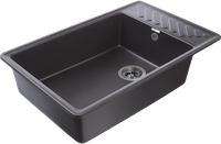 GRANFEST Мойка QUARZ 51 1-чаша+крыло 760*480мм черный арт.GF-ZL- арт-51 черный — фото 2, Кухонные мойки