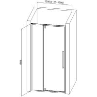 Душевая дверь AQUAme 120 профиль Черный матовый стекло прозрачное арт-AQM7108-2-12 — фото 2, Распашные душевые двери
