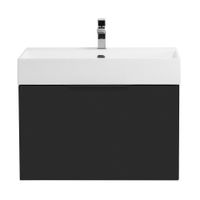 Тумба подвесная под раковину с выдвижным ящиком и внутренним ящиком CEZARES PREMIUM Nero opaco арт-55397 — фото 1, Тумбы под раковину