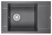 Granula- (ЧЁРНО-СЕРЫЙ), кухонная мойка, кварц арт-7806, ГРАФИТ — фото 1, Кухонные мойки