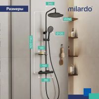 Душевая система Milardo Ideal Spa с термостатом Черная матовая арт-ILSBLTHM89 — фото 3, Душевые стойки