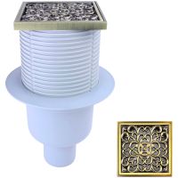 Душевой трап Bronze de Luxe Узоры с решеткой Бронза арт-21962-57 Душевой трап Bronze de Luxe Узоры с решеткой Бронза арт-21962-57