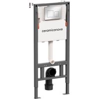 Система инсталляции для унитазов CERAMICANOVA Balance с кнопкой смыва Square, цвет  хром глянцевый,  арт-CN121002CH — фото 1, Инсталляции для унитазов