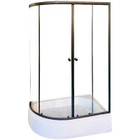 Душевой уголок Parly 120x80 R ZEM1201ВR профиль Черный стекло прозрачное арт-9215 — фото 1, Асимметричные душевые уголки