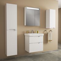 Полупенал QL35, 35 см, подвесной, правый, 1 дверца, 2 стеклянные полки, белый глянец арт-99.0010 — фото 4, Пеналы для ванной комнаты