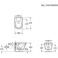 Унитаз Ambassador Ritz подвесной с сиденьем Микролифт арт-233K19004RS — фото 2, Подвесные унитазы