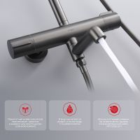 Душевая система Raglo с термостатом Графит матовый арт-R20.26.09 — фото 4, Душевые стойки