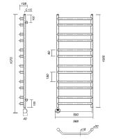 Электрический полотенцесушитель Domoterm Лаура П12 500x1000 EL Хром арт-ЛаураП12500x1000EL — фото 2, Электрические полотенцесушители