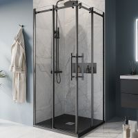 Душевой уголок BelBagno Marino 90x90 профиль Черный матовый стекло прозрачное арт-MARINO-A-2-90-C-NERO — фото 1, Квадратные душевые уголки