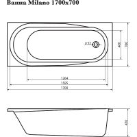Акриловая ванна Corpa Nera Milano 170x70 без гидромассажа арт-CN05009WH — фото 8, Акриловые ванны