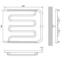 Водяной полотенцесушитель Melodia della vita Foxtrot Plus 50x60х1 с полкой Полированная ст арт-MTRFP5060 — фото 2, Водяные полотенцесушители