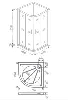 Душевой уголок Good Door Infinity R-100-G-CH 100x100 профиль Хром стекло Грейп арт-ИН00009 — фото 2, Душевые уголки четверть круга