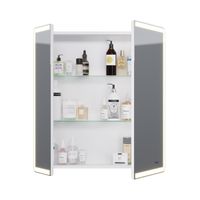 Шкаф зеркальный POINT, 70 см, 2 дверцы, 2 стеклянные полки, инфракрасный выключатель, LED-подстветка арт-99.9033 — фото 4, Зеркальные шкафы в ванную