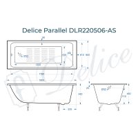 Чугунная ванна Delice Parallel 180x80 без отверстий под ручки с антискользящим покрытие арт-DLR220506-AS — фото 7, Чугунные ванны