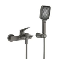 Смеситель для ванны и душа в комплекте с ручным душем, шлангом и держателем CEZARES арт-LINER-VD-GM — фото 2, Смеситель для ванны