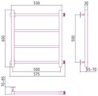 Водяной полотенцесушитель Сунержа Стилье Версия-КБ 500х500 Хром арт-00630-5050 — фото 2, Водяные полотенцесушители