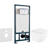 Комплект унитаза BelBagno Uno BB3105CHR/SC с сиденьем Микролифт и инсталляцией WeltWasser WW Marberg арт-BB3105CHR/SC+10000005949+10000005952 — фото 1, Комплекты унитаз + инсталляция