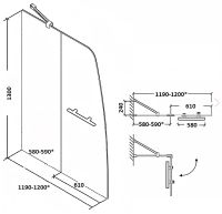 Шторка на ванну Parly 130х120 7178 профиль Хром стекло прозрачное арт-F03 — фото 5, Шторки для ванной распашные