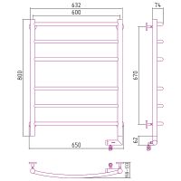 Электрический полотенцесушитель Сунержа Галант 2.0 800x600 R Хром арт-00-5201-8060 — фото 3, Электрические полотенцесушители