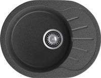 GRANFEST Мойка RONDO 580L 1-чаша+крыло 579*445мм графит арт.GF- арт-R-580L графит — фото 2, Кухонные мойки