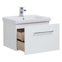 Тумба BIG INN, 65 см, подвесная, 1 ящик + выдвижной внутренний ящик, белый глянец арт-77.0201W — фото 10, Тумбы под раковину