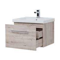 Тумба BIG INN, 65 см, подвесная, 1 ящик + выдвижной внутренний ящик, дуб кантри арт-77.0202D — фото 8, Тумбы под раковину