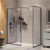 Душевая перегородка Iddis Slide 120 профиль Графит стекло прозрачное арт-SLI8GS2i23 — фото 3, Душевые перегородки