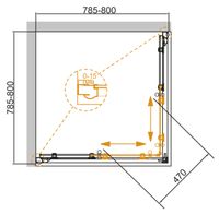 Душевой уголок CEZARES арт-GIUBILEO-A-2-80-SCORREVOLE-CP-G — фото 2, Квадратные душевые уголки