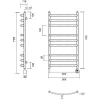 Электрический полотенцесушитель Domoterm Калипсо П9 500x700 ER Хром арт-КалипсоП9500x700ER — фото 2, Электрические полотенцесушители