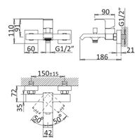Смеситель для ванны и душа CEZARES арт-PORTA-VM-NOP — фото 2, Смеситель для ванны