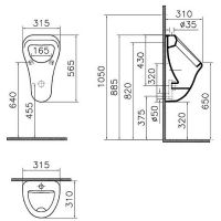 Писсуар Vitra Arkitekt подвесной Белый арт-6202B003-0198 — фото 3, Писсуары